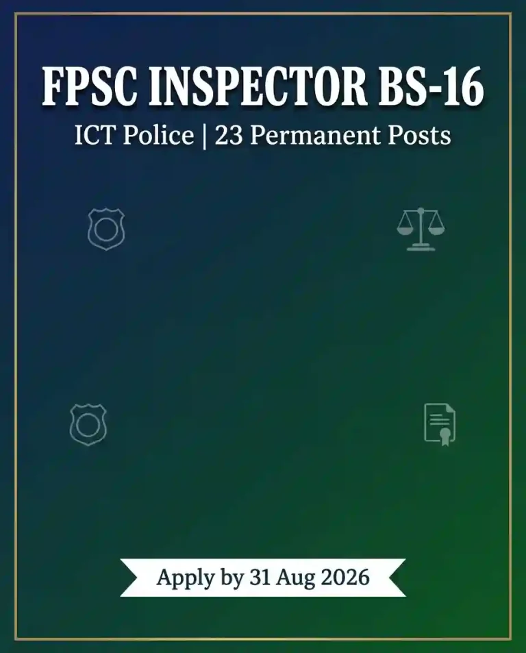 FPSC Inspector BS-16 Jobs 2026: ICT Police, 23 Posts